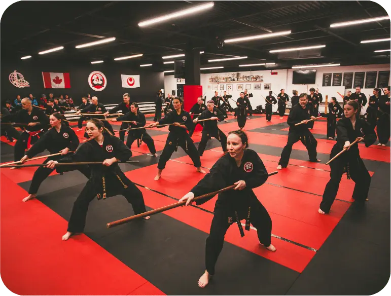 Cours d’arts martiaux au bâton