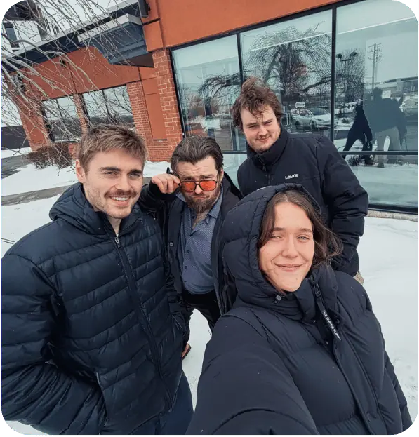 Selfie de groupe en hiver